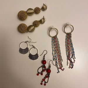 Fun, Festive Earring Multi-Pack (4 pairs, rarely worn)